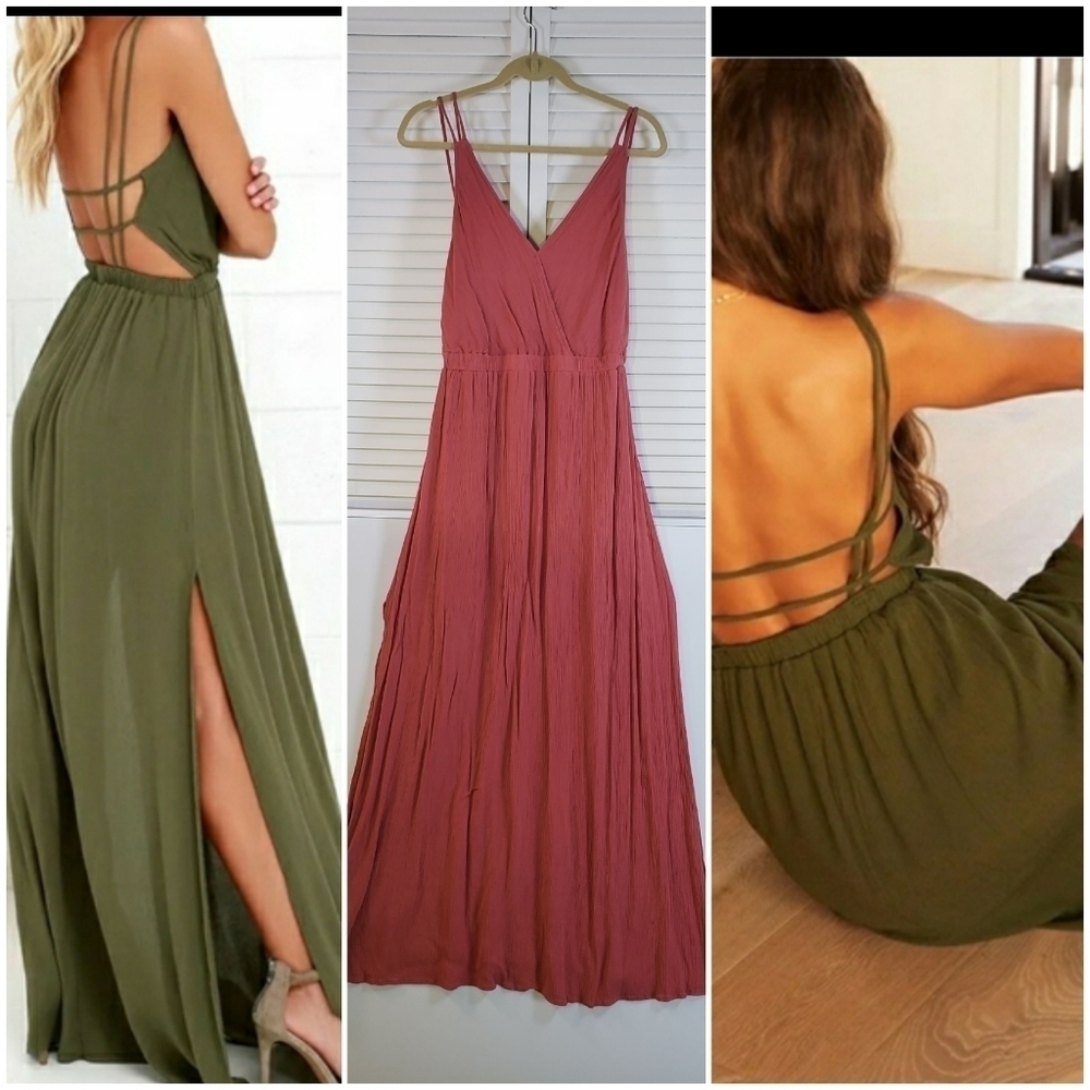 Lulu's Strappy Open Back Maxi Dress, Size S/M